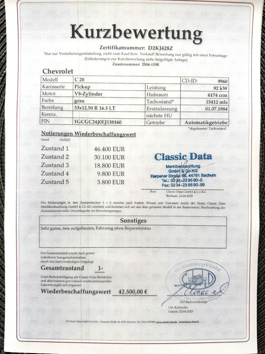 GMC Andere C 20, restauriert, einmalig, AHK