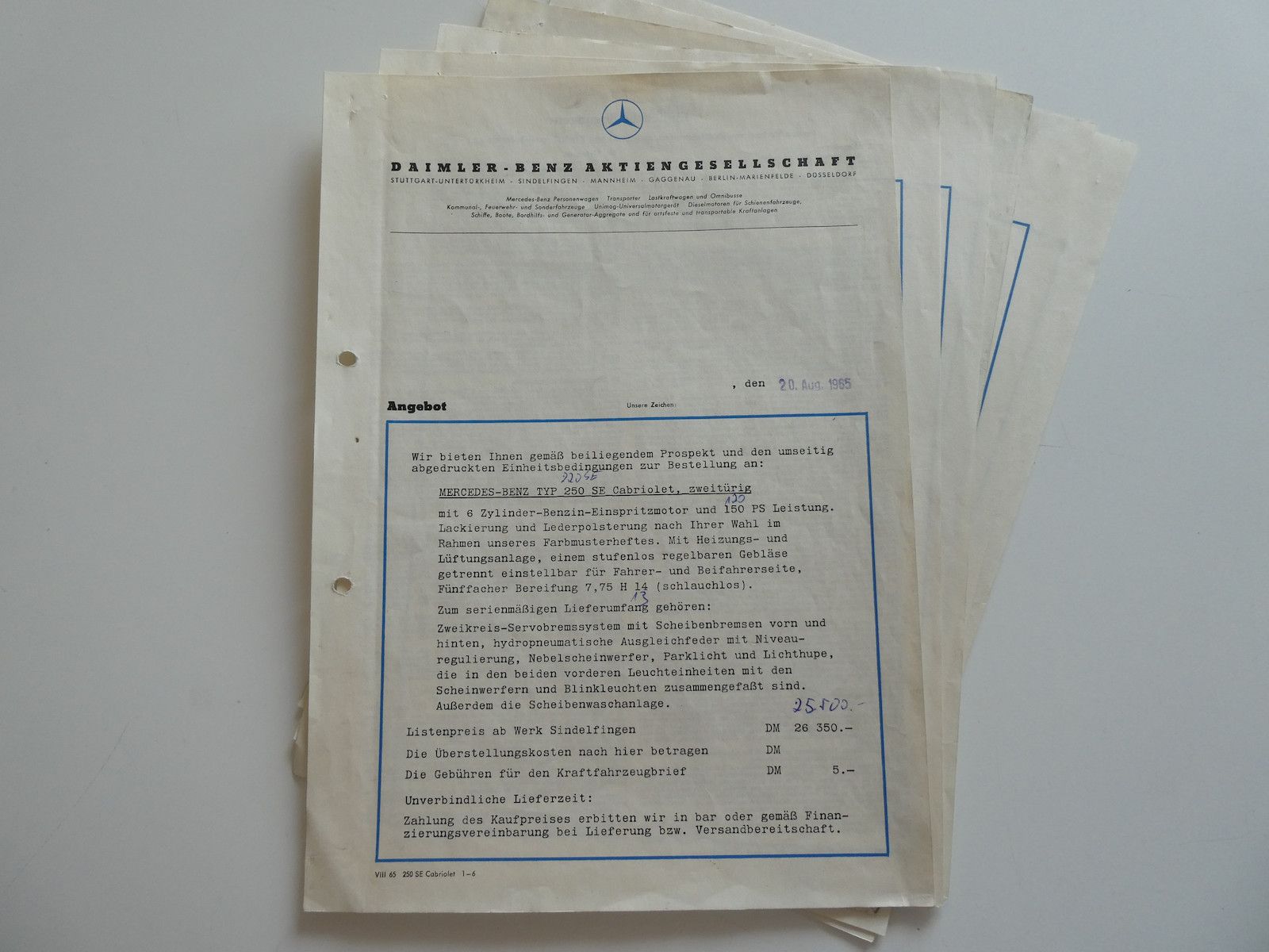 Mercedes-Benz 250 250 SE (W111), 1. Hand, deutsche Auslieferung