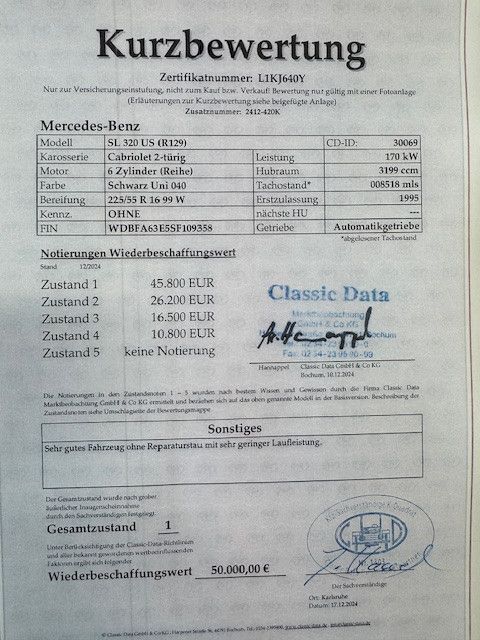 Mercedes-Benz SL 320 SL 320, orig.13.700 km, 1.Hand, 3 Jahre Garantie